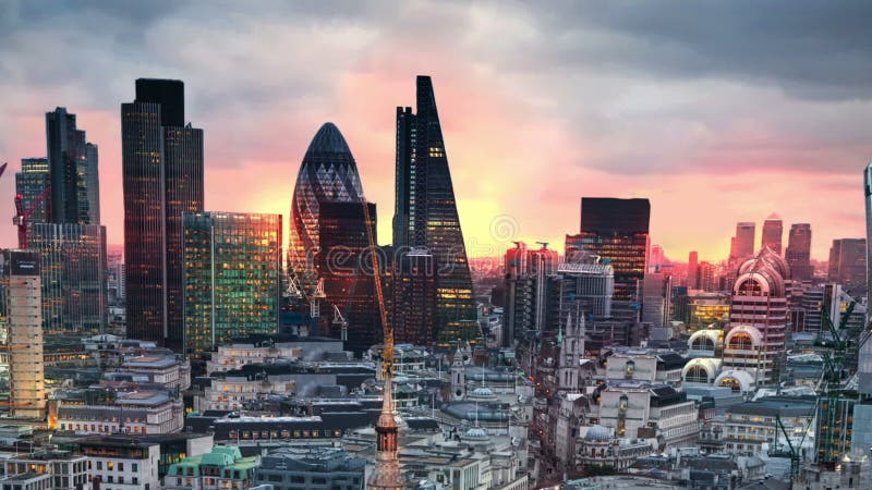 London, Sunset. City of London View Business and Banking Aria Stock ...