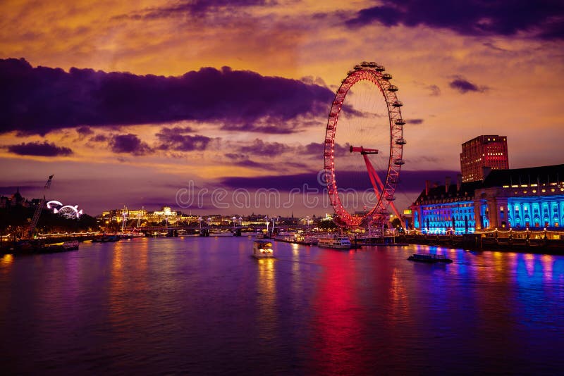 London Sunset at Thames River Near Big Ben