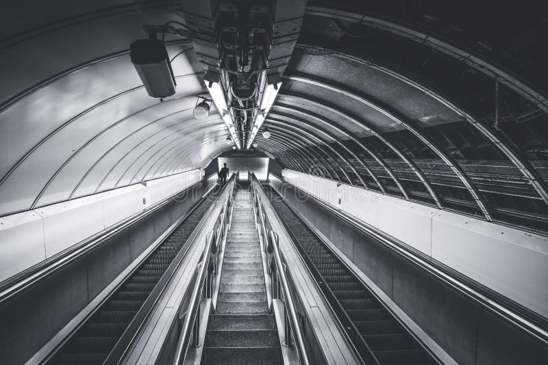 London Tube Escalators BW, Up or Down