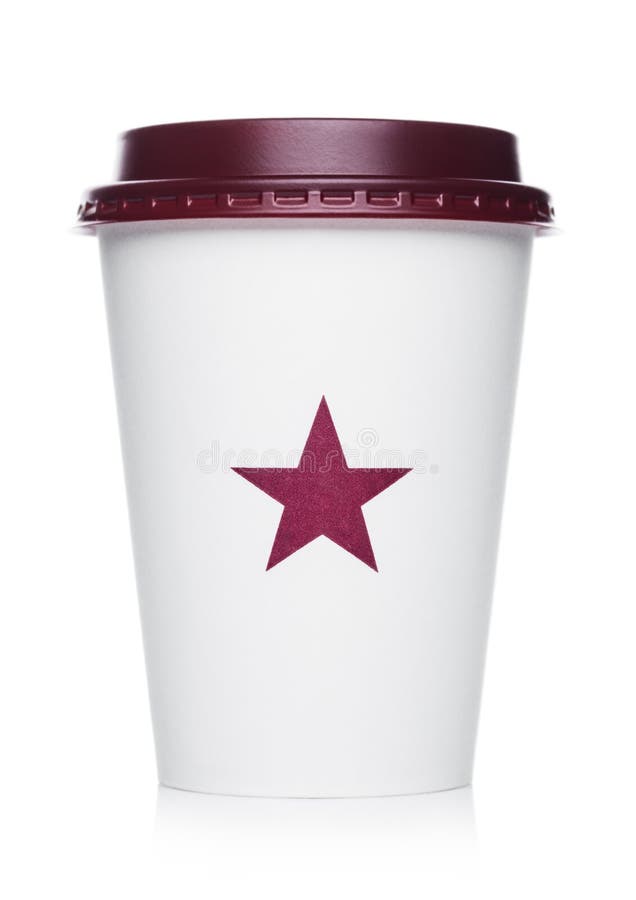 LONDON, UK - APRIL 15, 2019: Pret a Manger Coffee Paper Cup from the famous coffee shop chain with logo in the middle on white. LONDON, UK - APRIL 15, 2019: Pret royalty free stock images