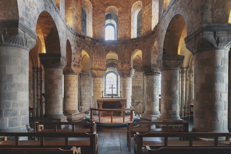 The unique Romanesque Chapel of St John the Evangelist inside the White Tower building at the Tower of London, England royalty free stock photo The unique Romanesque Chapel of St John the Evangelist inside the White Tower building at the Tower of London, England royalty free stock photo