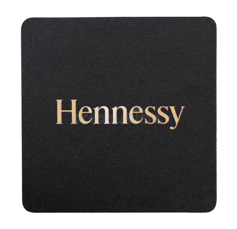 LONDON, UK - AUGUST 22, 2018: Hennessy Cognac bar paper coaster on white