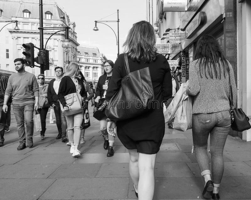 People in Oxford Street in London Black and White Editorial Image ...