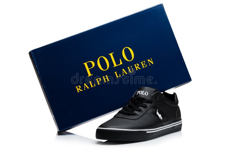 LONDON, UK - JANUARY 24, 2018: Black Color Ralph Lauren Polo Sport Shoes on  White. Editorial Photo - Image of reflection, collection: 108601876