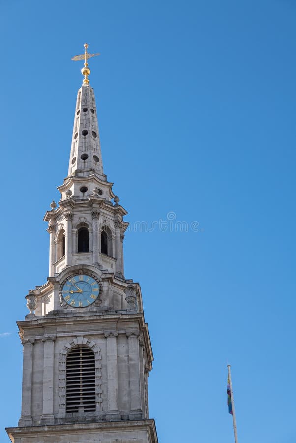 St. Martin-in-the-fields church spire, Trafalgar Square, London, UK