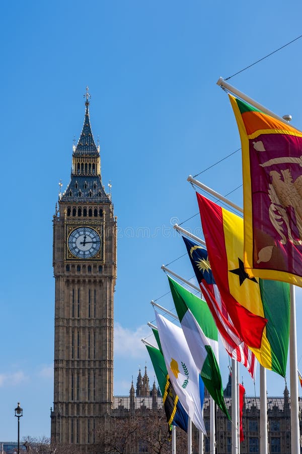 Flags Flying in Parliament Square London on March 13, 2016 Editorial