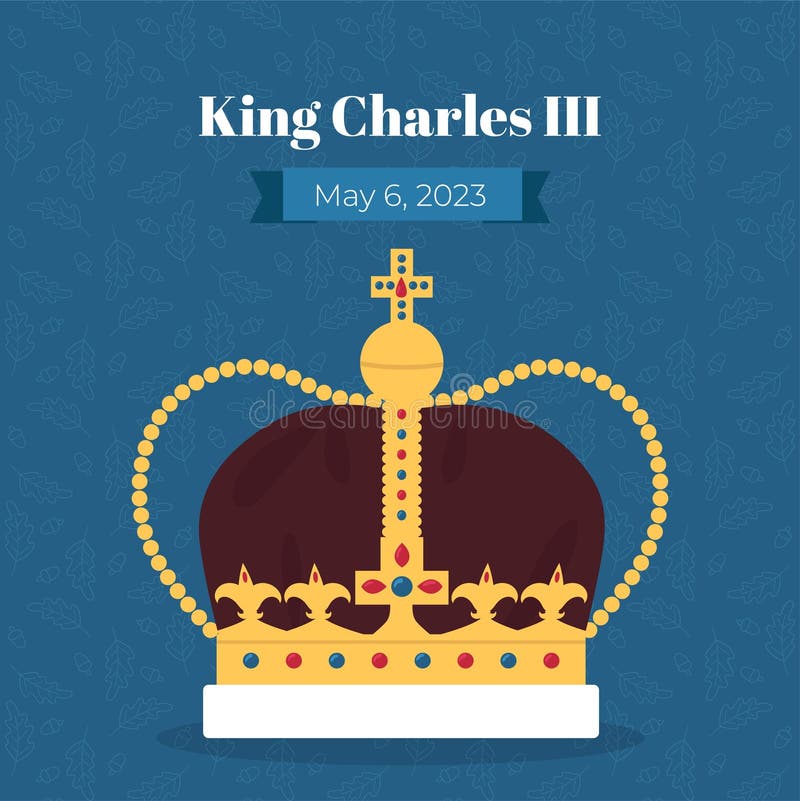 London, UK, 6 MAY. 2023: King Charles III Coronation. Royal crown silhouette on a blue background.