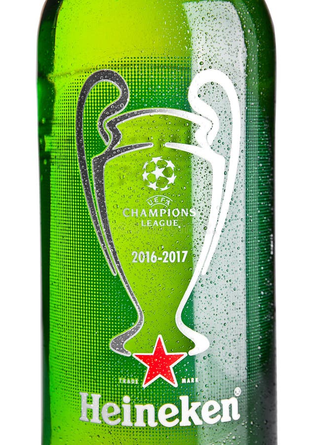 LONDON,UK -NOVEMBER 01, 2016: Bottle of Heineken Lager Beer on White  Background. Champions League 2016-2017 Editorial Image - Image of cold,  brewery: 79816825
