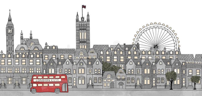 London, UK - seamless banner of London's skyline stock illustration London, UK - seamless banner of London's skyline stock illustration