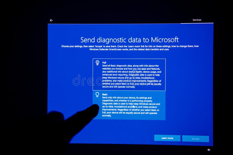 Microsoft diagnostic data after Windows 10 update stock image Microsoft diagnostic data after Windows 10 update stock image