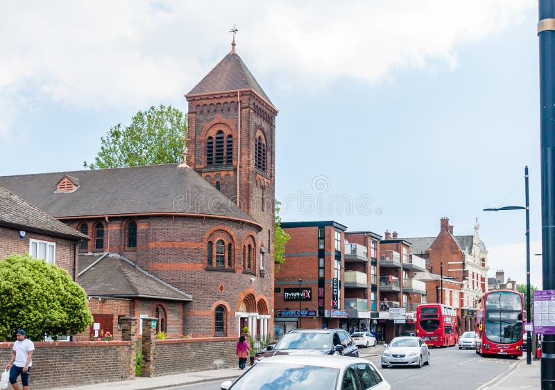 London, United Kingdom, 29 May, 2021: Our Lady of Compassion church Upton park, adjacent to large re-development of West Ham United’s former Boleyn Ground stadium, Green Street, Newham, London