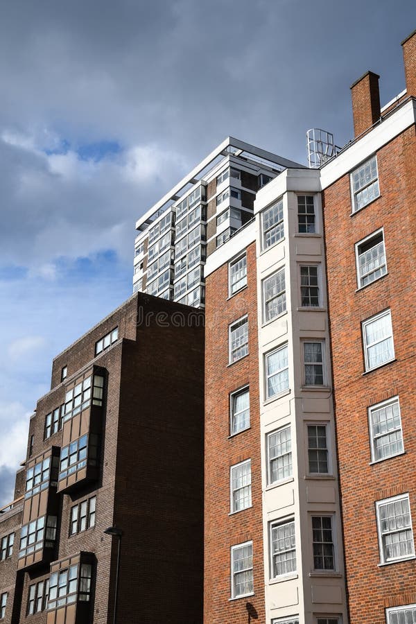 Three Different Blocks of Flats on Edgware Road Stock Image Image of