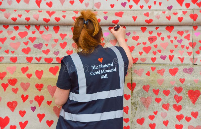 Volunteer at The National Covid Memorial Wall, London, UK