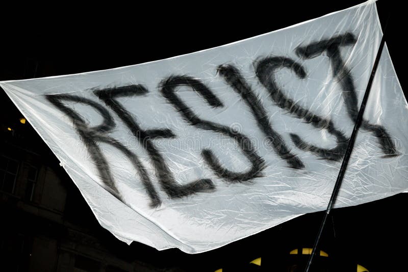 London, United Kingdon - Febuary 20th, 2017: Protesters gather in Parliment Square to protest the invitation to United States Pre