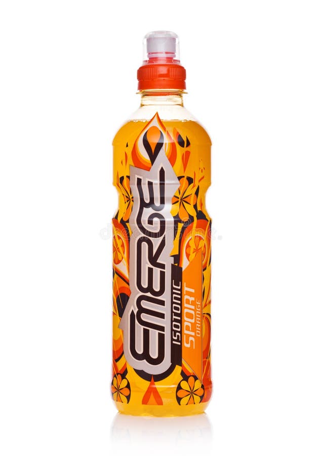 LONDRA, REGNO UNITO - 14 FEBBRAIO 2018: La bottiglia di emerge bevanda isotonica della soda di energia di sport su bianco immagine stock libera da diritti LONDRA, REGNO UNITO - 14 FEBBRAIO 2018: La bottiglia di emerge bevanda isotonica della soda di energia di sport su bianco immagine stock libera da diritti