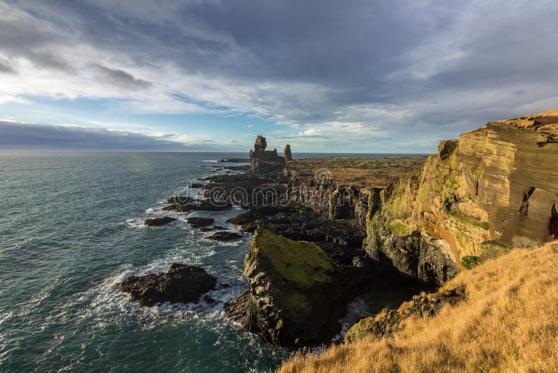 Londrangar Basalt Cliffs in Iceland stock photos Londrangar Basalt Cliffs in Iceland stock photos