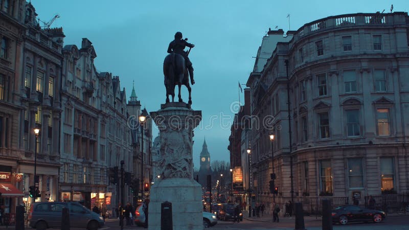 Londres, Reino Unido 26 de enero de 2017 estatua ecuestre cruzada de Trafalgar Square Charing de Charles I