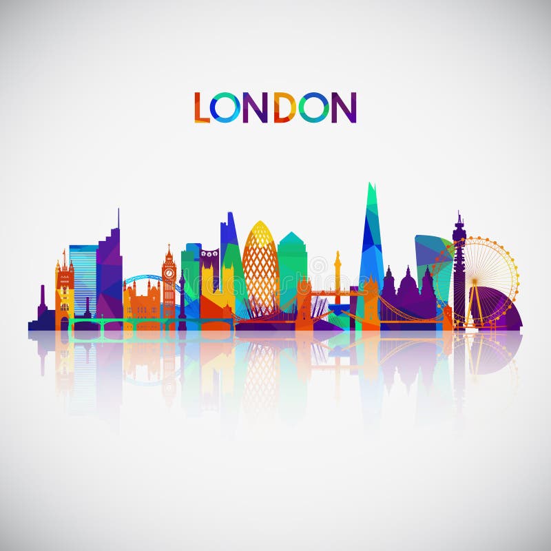 Londyńska linii horyzontu sylwetka w kolorowym geometrycznym stylu ilustracja wektor