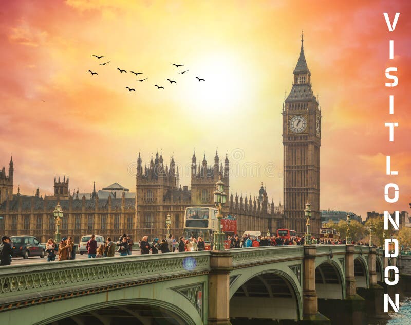 Londyński obraz mostu westminsterskiego w parlamencie i wielki ben zdjęcia royalty free