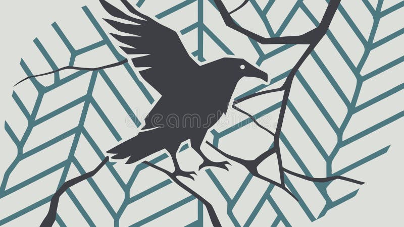 Lone crow on bare winter branches vector design generative ai a stark illustration of perched intertwining evoking sense solitude ilustração do vetor