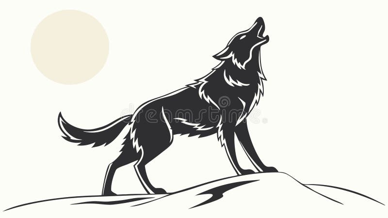 Lone Wolf Howling in una struttura vettoriale di Dark Forest Generative AI illustrazione di stock