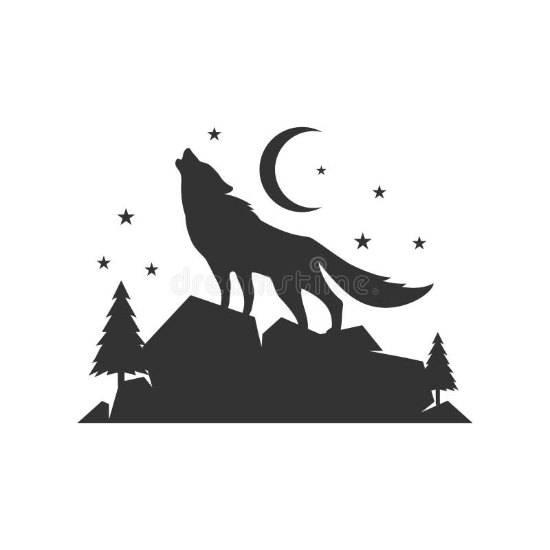 A Lone Wolf Logo Design Background Vector Concept Illustration Stock