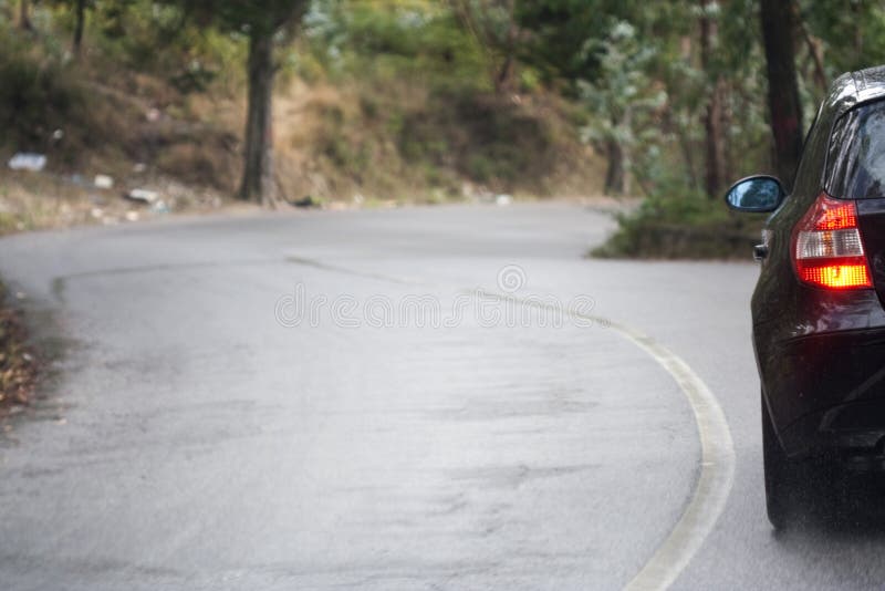 Lonely car in empty highway - landscape orientation. Lonely car in empty highway - landscape orientation