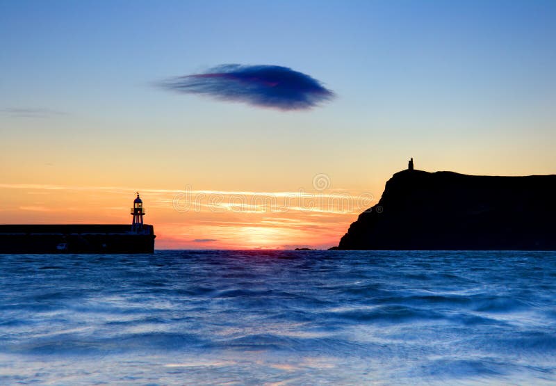 Lonely cloud after sunset stock image