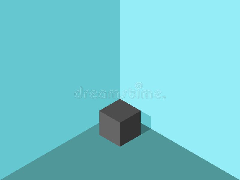 Lonely cube in corner stock illustration Lonely cube in corner stock illustration