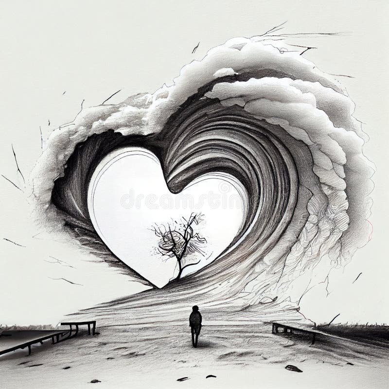 Lonely Heart & Heartache: Artistic Drawing Capturing Loneliness