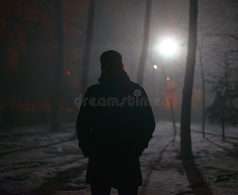 The Man Who Lives In The Night Lonely Man in the Fog at Night Stock Image - Image of mist, mysterious