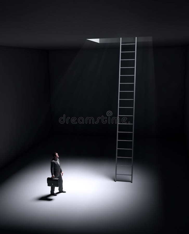 A lonely man standing in a spot of light