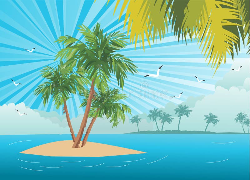 Lonely palm tree royalty free illustration