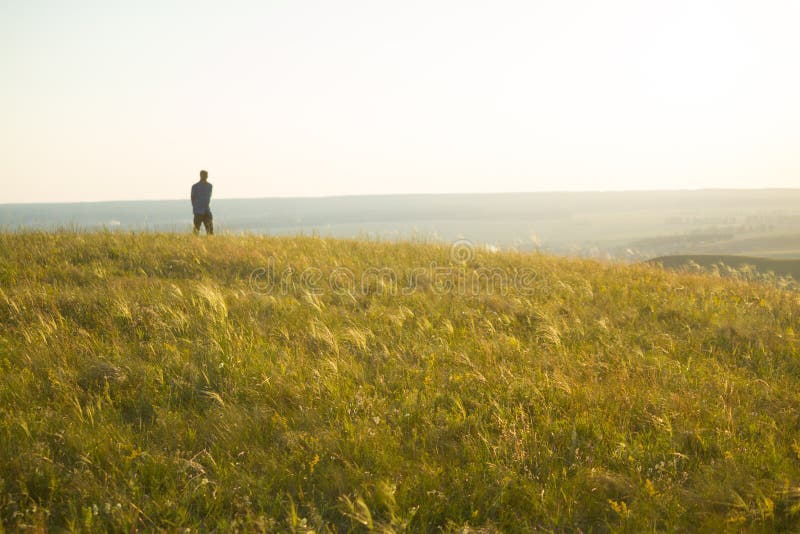 Lonely silhouette of a man royalty free stock photo