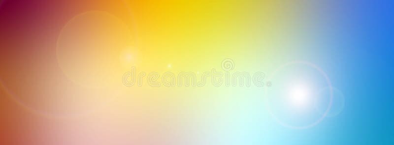 Long banner, gradient. Blurred soft rainbow background with lens flare effect stock illustration