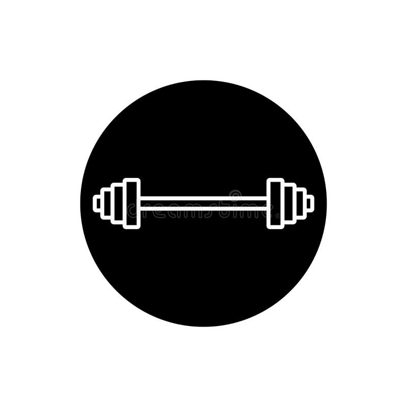 Long Barbell Round Icon. Black White Silhouette. Isolated Vector