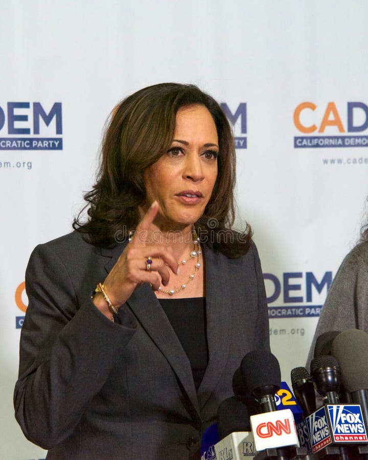 Long Beach, CA - Nov 16, 2019: Presidential candidate Kamala Harris speaking at the Democratic Party Endorsing Convention in Long Beach, CA. Long Beach, CA - Nov 16, 2019: Presidential candidate Kamala Harris speaking at the Democratic Party Endorsing Convention in Long Beach, CA