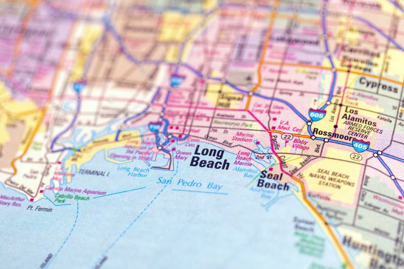 Long Beach City Map in USA. Stock Photo Image of metropolitan
