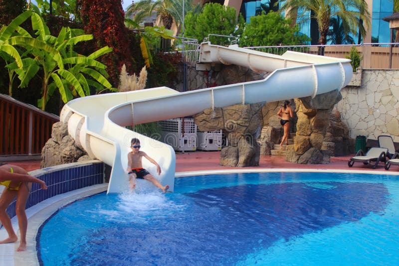 Vacation in turkish hotel with swimming pool.