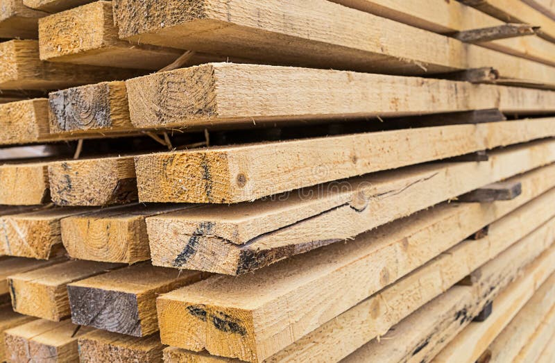 Long Beige Long Boards Stack Wooden Material Perspective Base