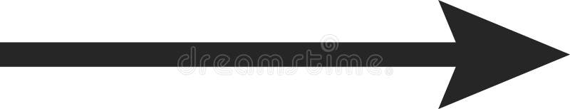 Long black arrow pointing right against a clean white background, representing direction, progress, and forward movement royalty free illustration