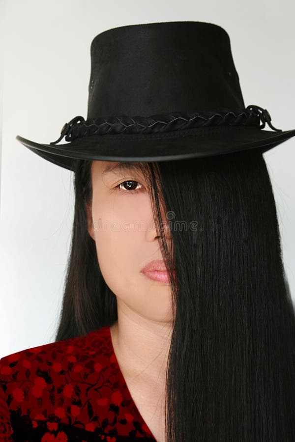 Long Black Hair Beauty with Hat Stock Image Image of girl, philippines 7355213