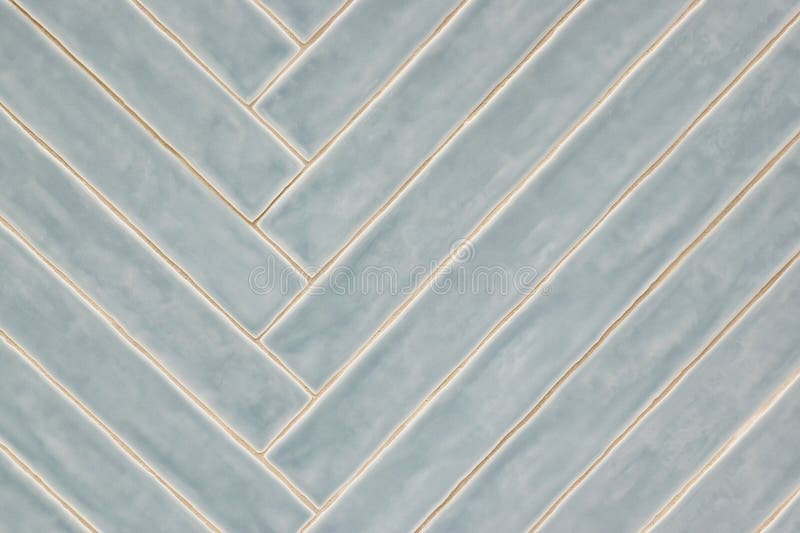 Long Blue Gray Tile Pattern with Light Glaze Finish, Diagonal Pattern