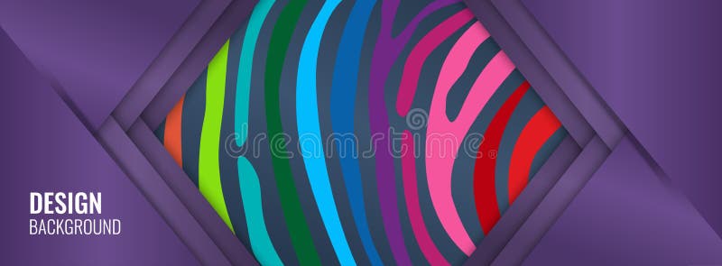 Long bright horizontal banner with rainbow lines. abstract color background. royalty free illustration