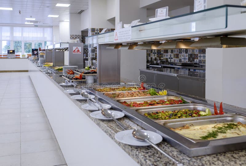 Long Buffet with Soup and Main Dishes 4 Stock Image Image of beverage