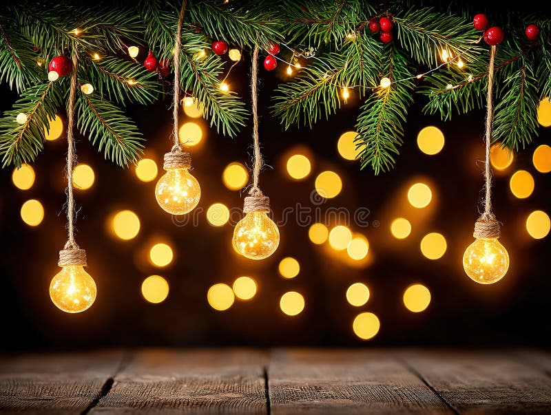 Long Christmas tree string of lights stock images