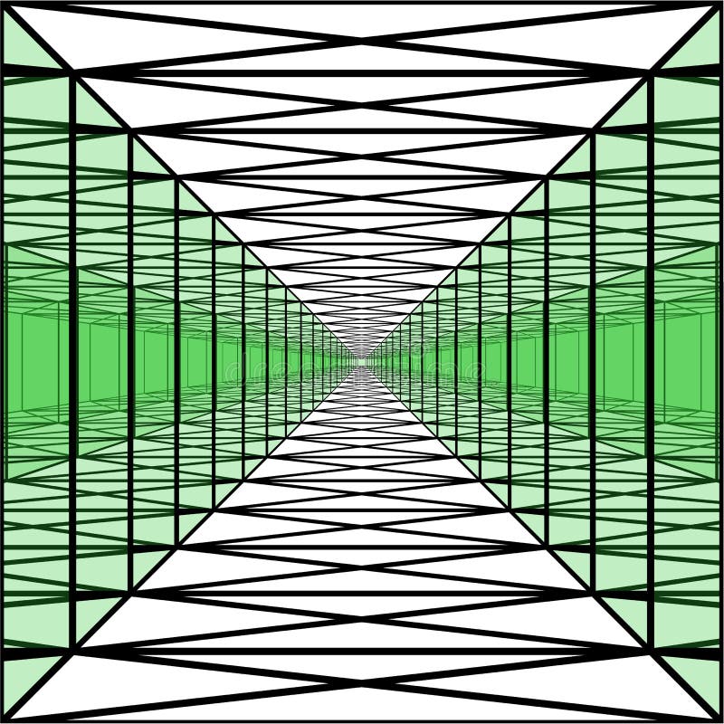 Long corridor with transparent walls, geometric tunnel,perspective royalty free illustration Long corridor with transparent walls, geometric tunnel,perspective royalty free illustration
