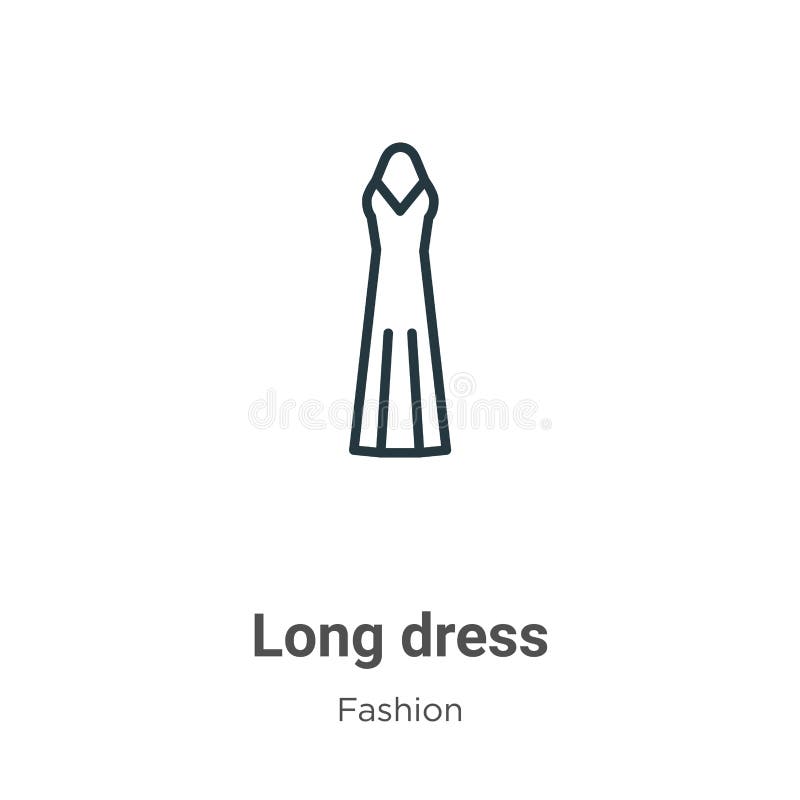 Long Dress Outline Vector Icon. Thin Line Black Long Dress Icon, Flat ...