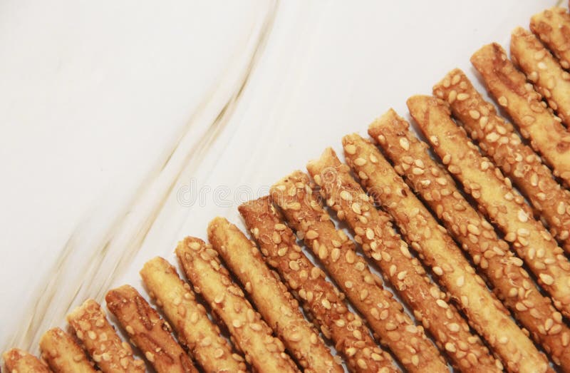 Long Dry Sesame Bread Sticks on a Gray Marble Background Stock Image Image of bread, crunchy