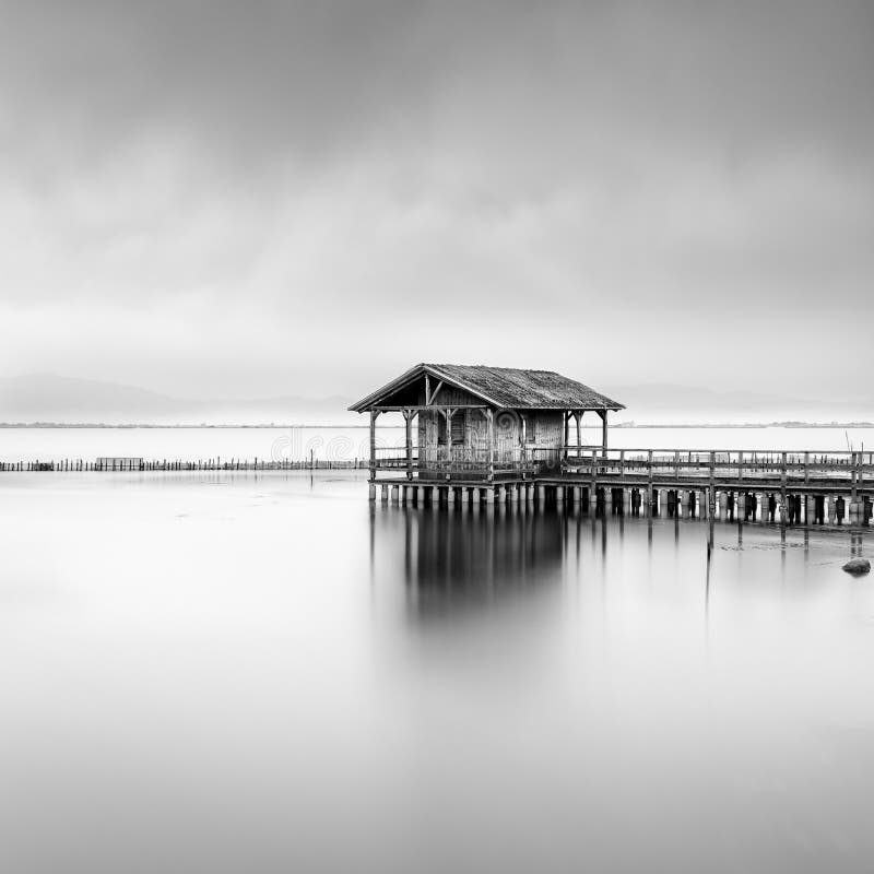 A fisherman`s Hut in Missolonghi lagoon stock images A fisherman`s Hut in Missolonghi lagoon stock images